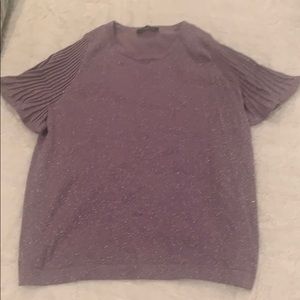 1. STATE Glitter purple flutter woven knit top XS